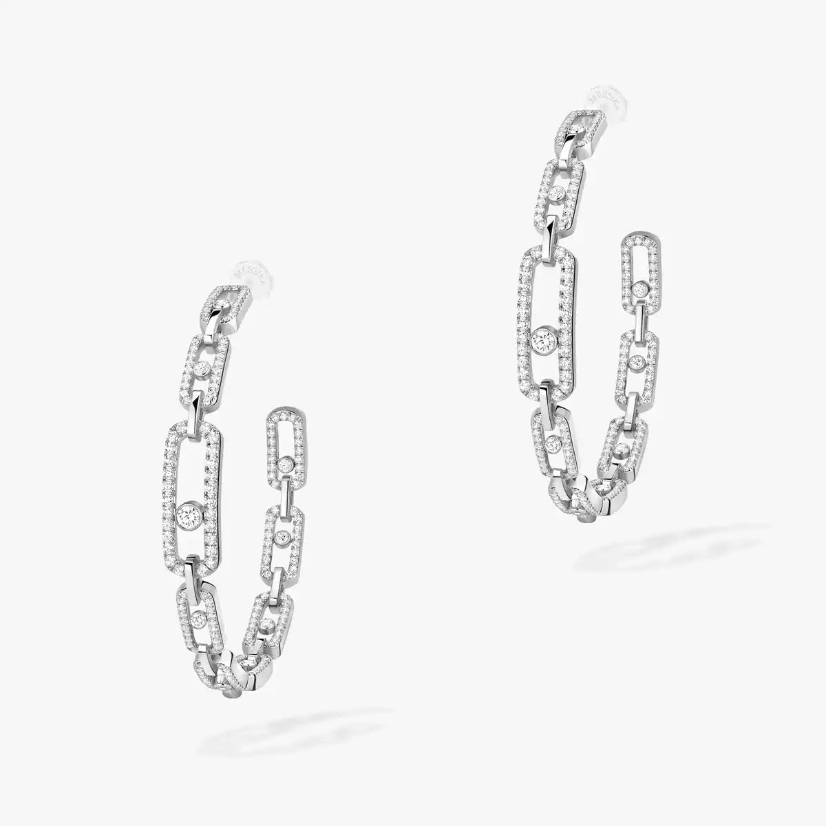 [[NOBLE AURA]Move Link Diamond Hoop Earrings