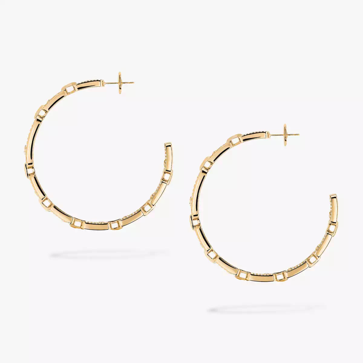 [[NOBLE AURA]Move Link Diamond Hoop Earrings