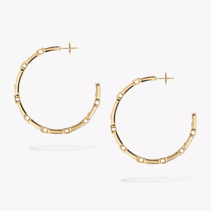 [[NOBLE AURA]Move Link Diamond Hoop Earrings