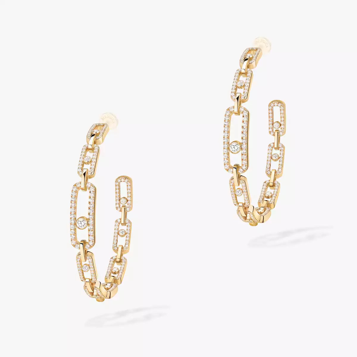 [[NOBLE AURA]Move Link Diamond Hoop Earrings