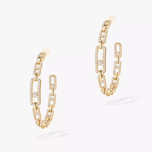[[NOBLE AURA]Move Link Diamond Hoop Earrings