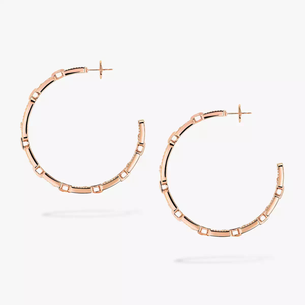 [[NOBLE AURA]Move Link Diamond Hoop Earrings