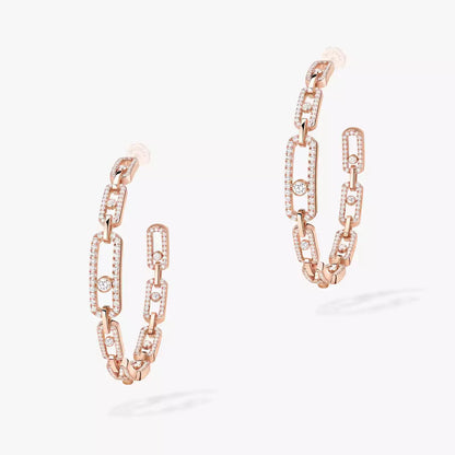 [[NOBLE AURA]Move Link Diamond Hoop Earrings