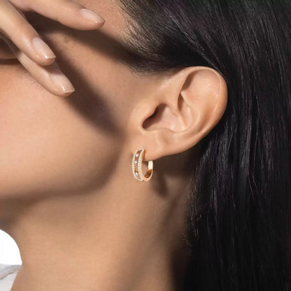 [NOBLE AURA]Diamond Pave_ Hoop Earrings Move