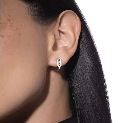 [NOBLE AURA]Diamond Mini Hoop Earrings Move Classique