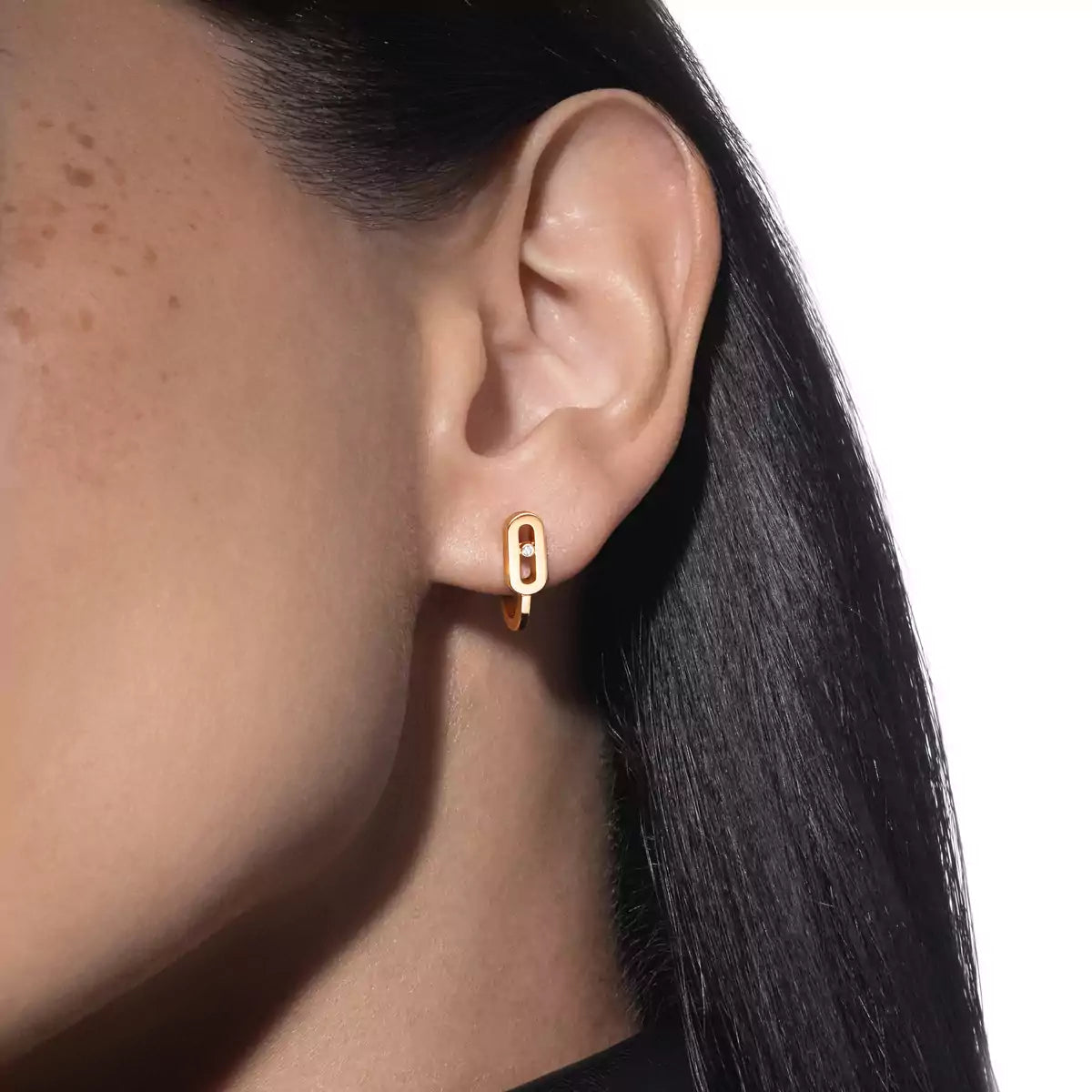 [NOBLE AURA]Diamond Mini Hoop Earrings Move Classique