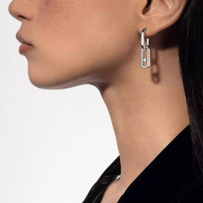 [NOBLE AURA]Move Link Diamond Earrings