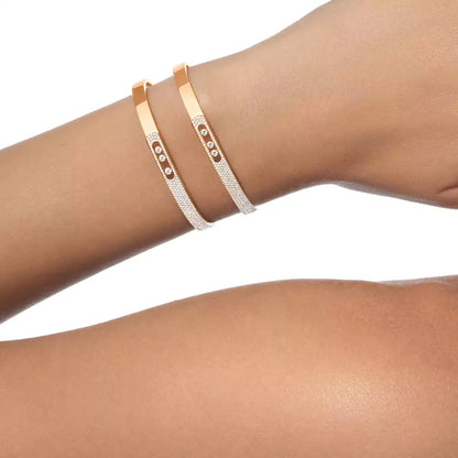 [NOBLE AURA]Move Noa Rose Gold Pavé Diamond Bangle Bracelet