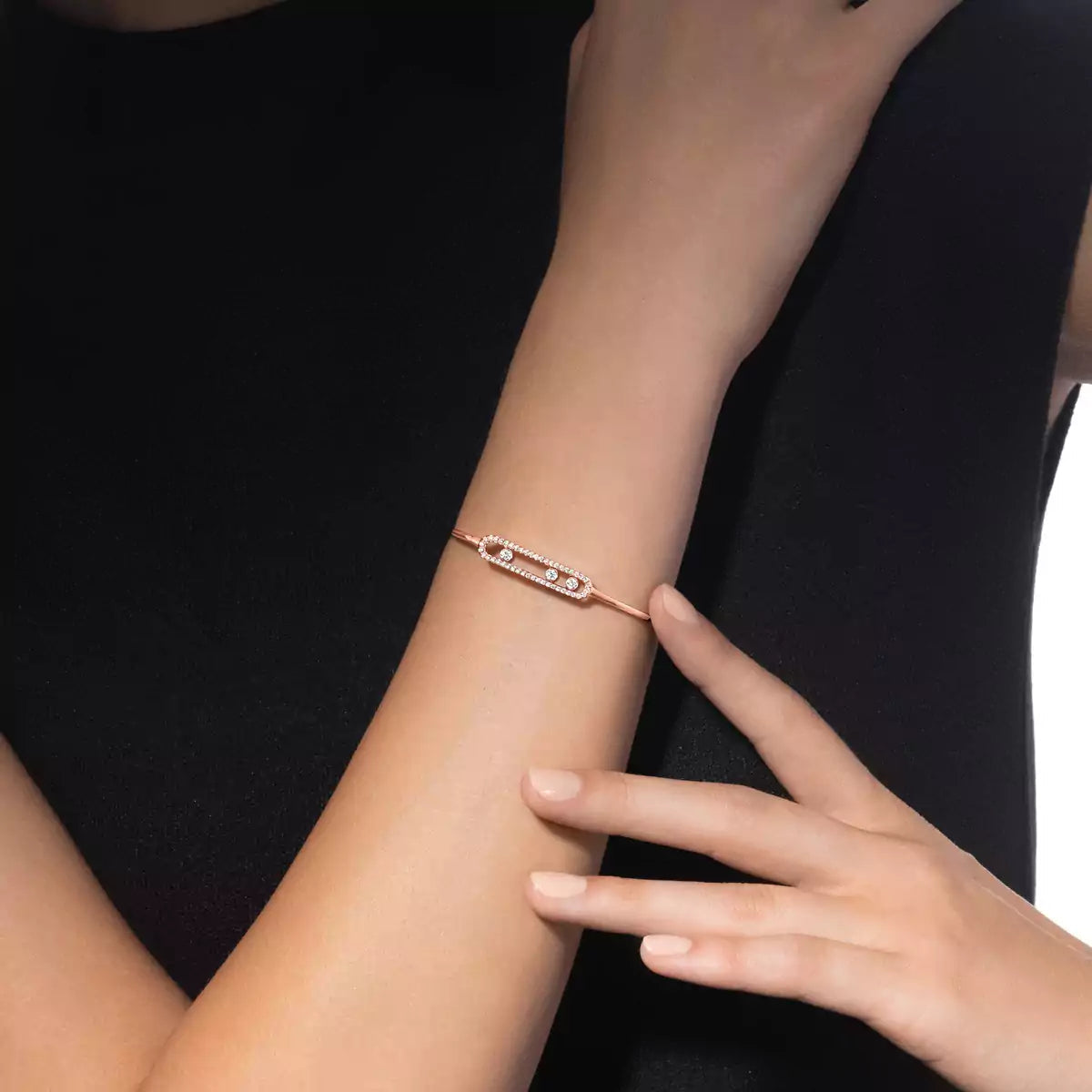 [NOBLE AURA]Move Pavé Diamond Bangle Bracelet M