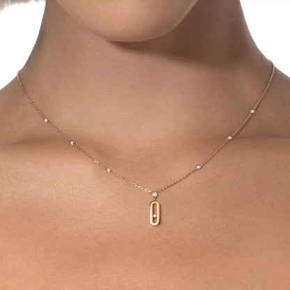 [NOBLE AURA] Move Uno Gold Diamond Long Necklace