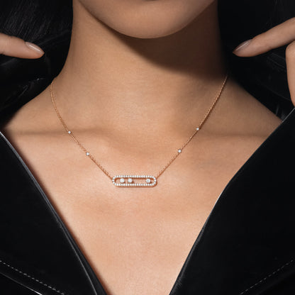 [NOBLE AURA] Move Pave_ Rose Gold Diamond Necklace