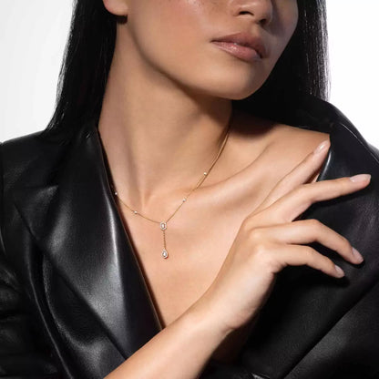 [NOBLE AURA]Gold Diamond Tie Necklace