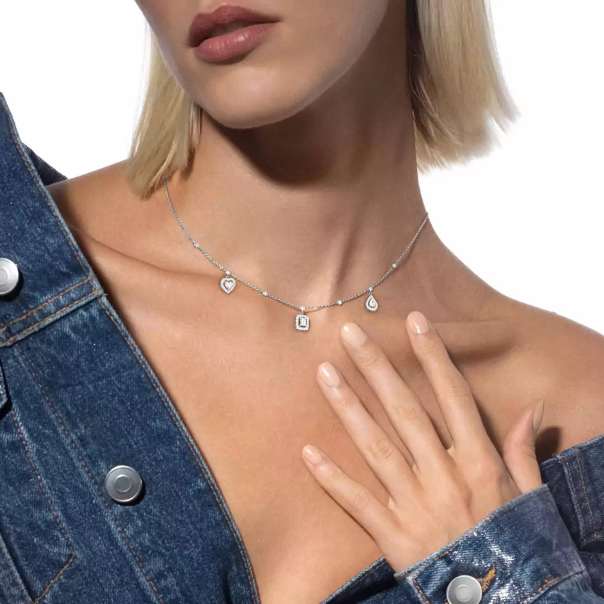 [NOBLE AURA]My Twin Diamond Necklace in Silver