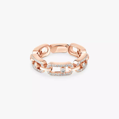 [NOBLE AURA]Move Link Pave_-Set Diamond Ring in Gold