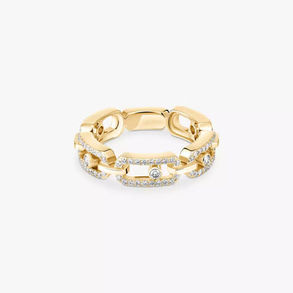 [NOBLE AURA]Move Link Pave_-Set Diamond Ring in Gold