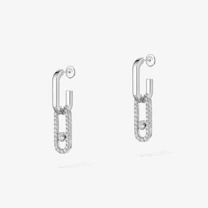 [NOBLE AURA]Move Link Diamond Earrings