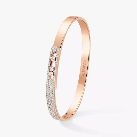 [NOBLE AURA]Move Noa Rose Gold Pavé Diamond Bangle Bracelet
