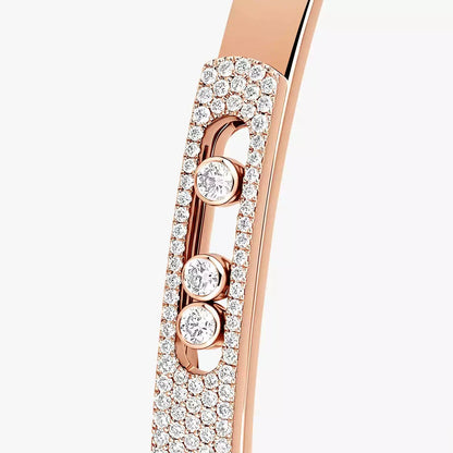 [NOBLE AURA]Move Noa Rose Gold Pavé Diamond Bangle Bracelet