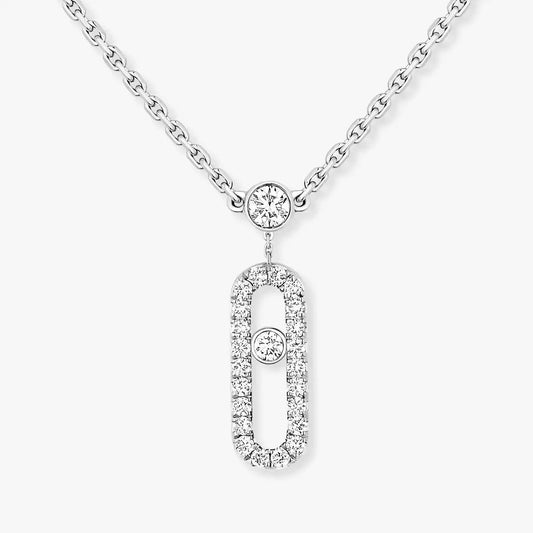 [NOBLE AURA]2 Rows Rose Gold Diamond Pave_ Necklace Move Uno
