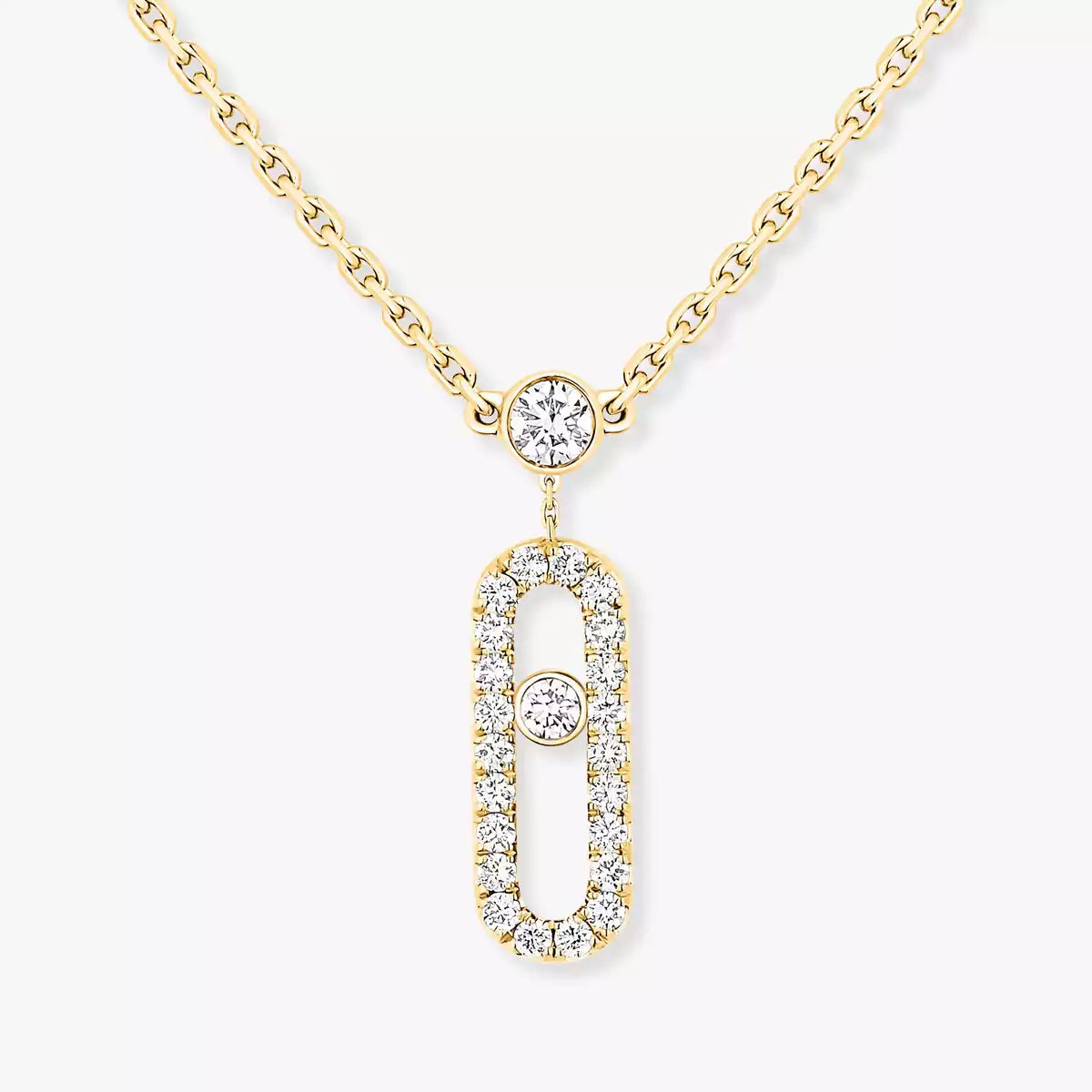 [NOBLE AURA]2 Rows Rose Gold Diamond Pave_ Necklace Move Uno