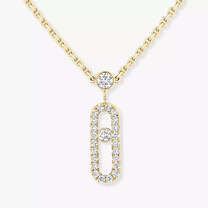 [NOBLE AURA]2 Rows Rose Gold Diamond Pave_ Necklace Move Uno