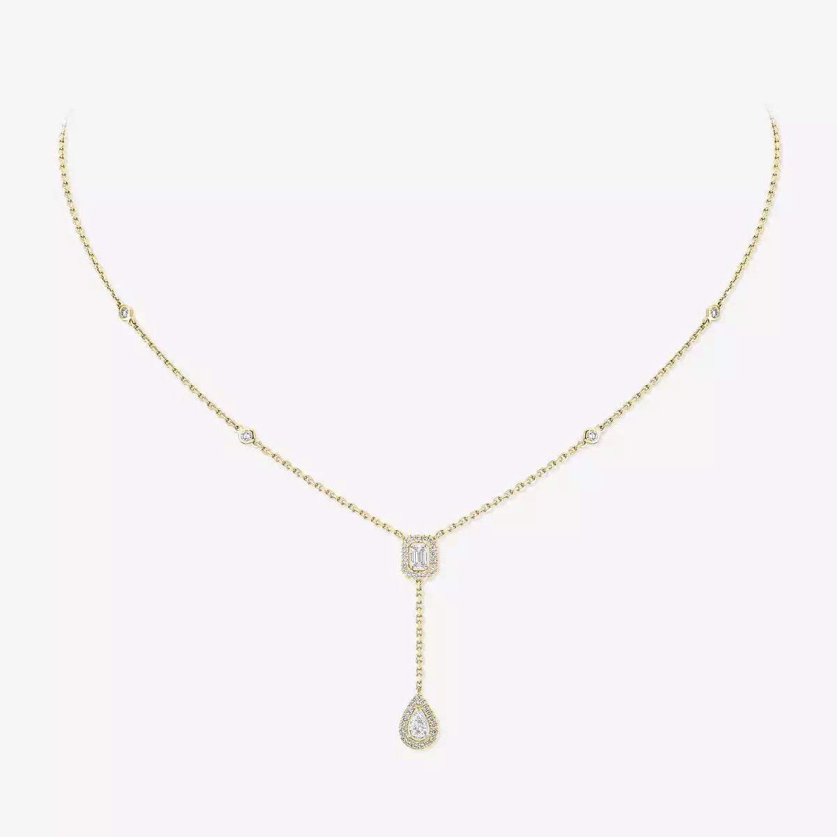 [NOBLE AURA]Gold Diamond Tie Necklace