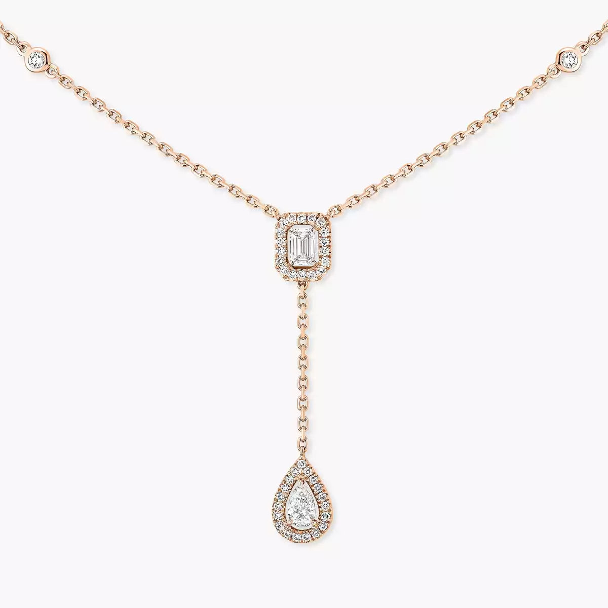 [NOBLE AURA]Gold Diamond Tie Necklace