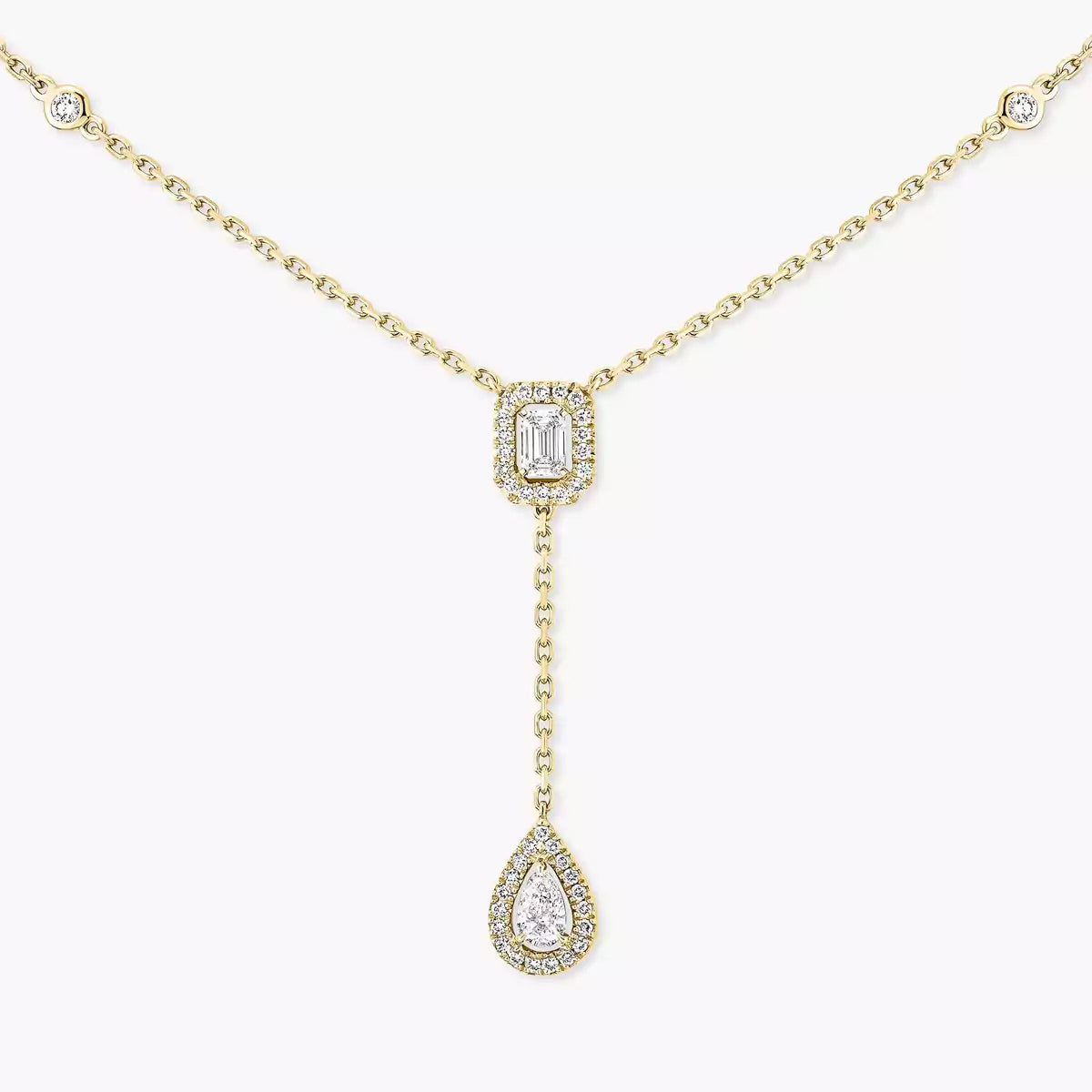 [NOBLE AURA]Gold Diamond Tie Necklace