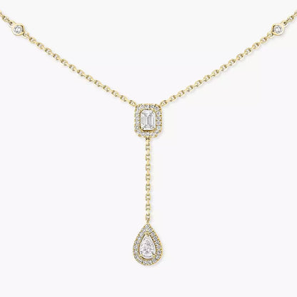 [NOBLE AURA]Gold Diamond Tie Necklace