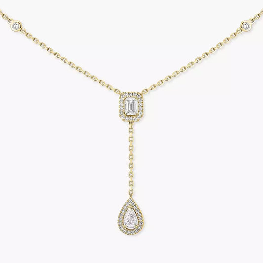 [NOBLE AURA]Gold Diamond Tie Necklace