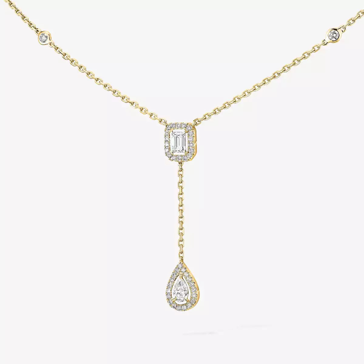 [NOBLE AURA]Gold Diamond Tie Necklace