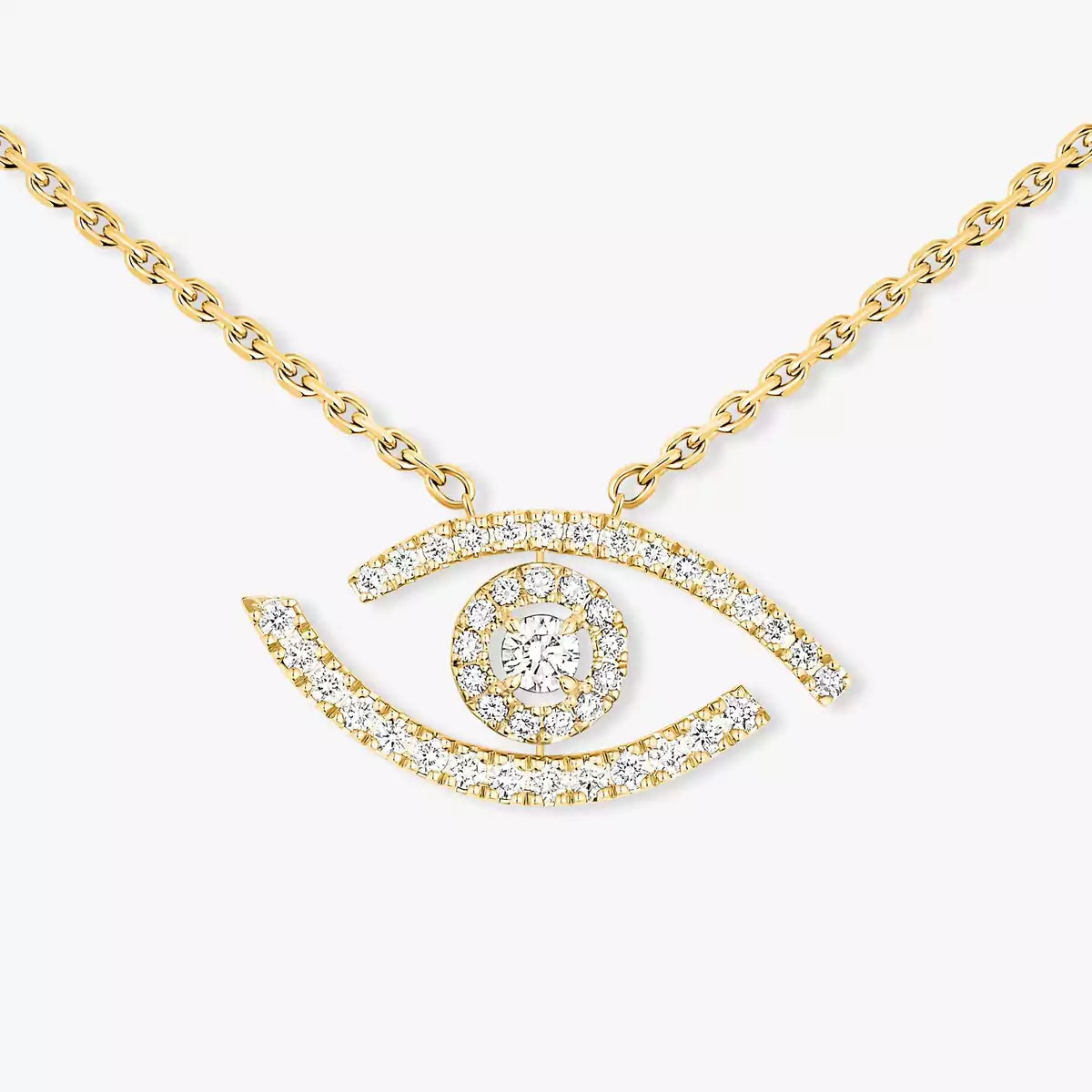 [NOBLE AURA]Pave_ Diamond Necklace Lucky Eye