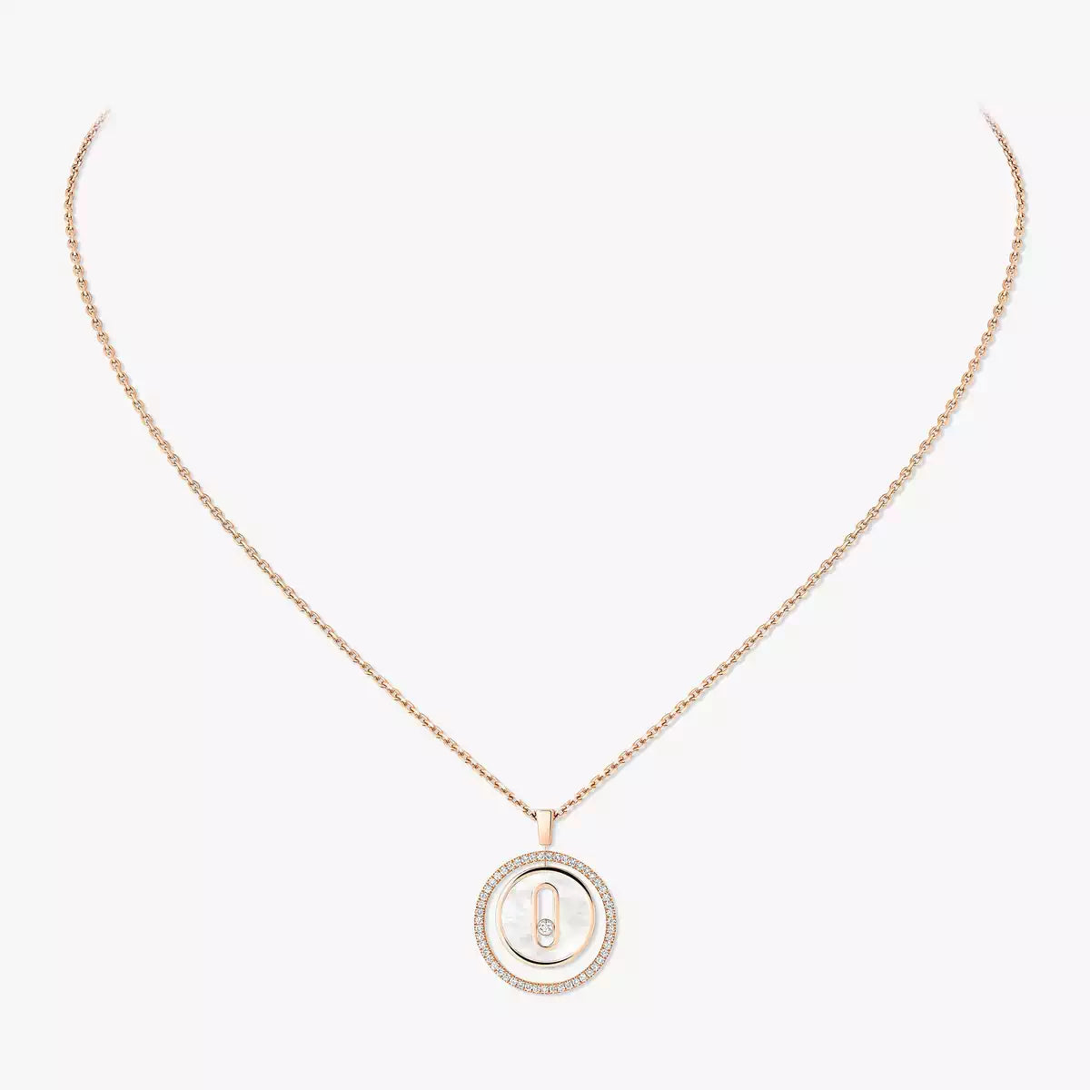 [NOBLE AURA]Lucky Move Diamond Necklace in Rose Gold and White Mother-of-Pearl