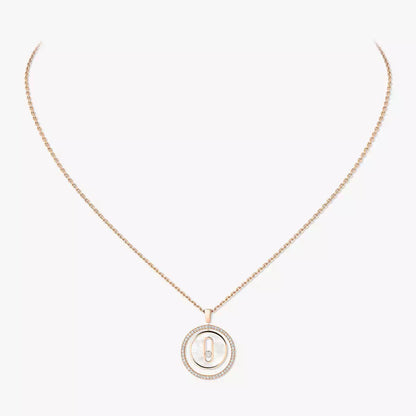 [NOBLE AURA]Lucky Move Diamond Necklace in Rose Gold and White Mother-of-Pearl