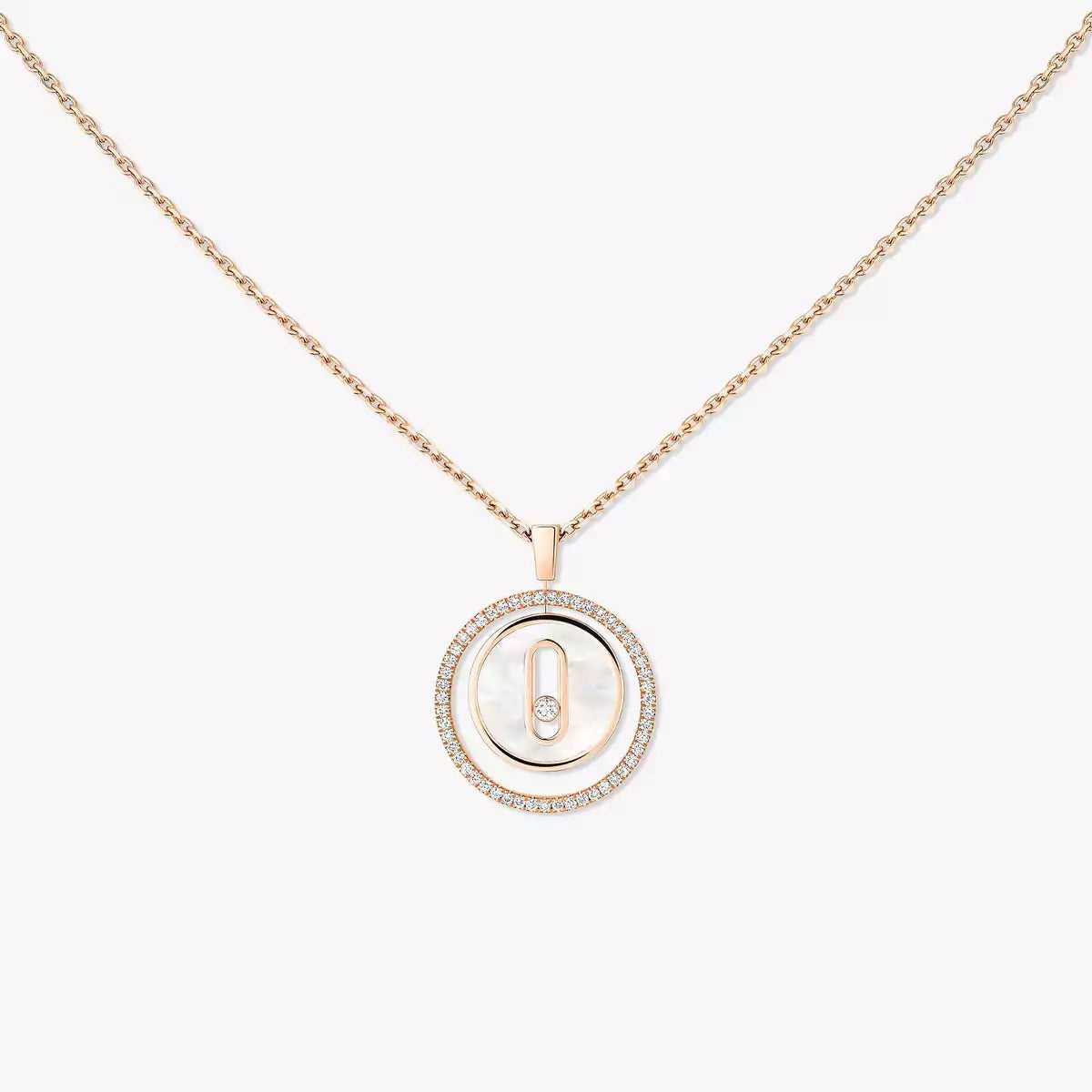 [NOBLE AURA]Lucky Move Diamond Necklace in Rose Gold and White Mother-of-Pearl