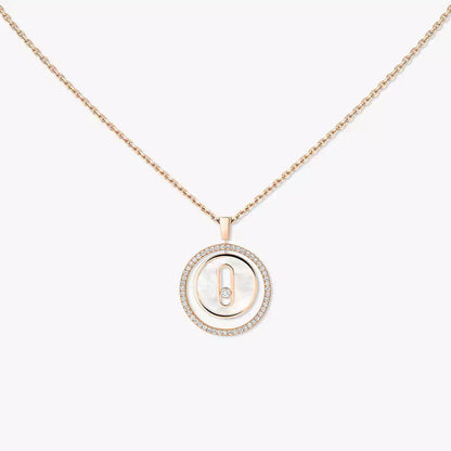 [NOBLE AURA]Lucky Move Diamond Necklace in Rose Gold and White Mother-of-Pearl