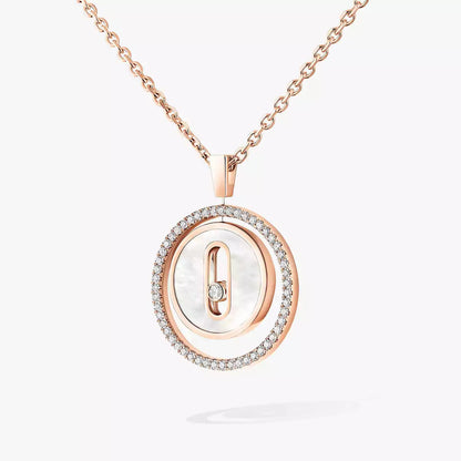 [NOBLE AURA]Lucky Move Diamond Necklace in Rose Gold and White Mother-of-Pearl