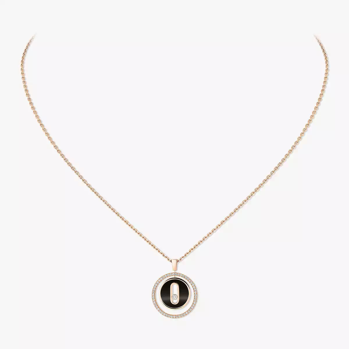 [NOBLE AURA]Lucky Move Diamond Necklace in Rose Gold and White Mother-of-Pearl