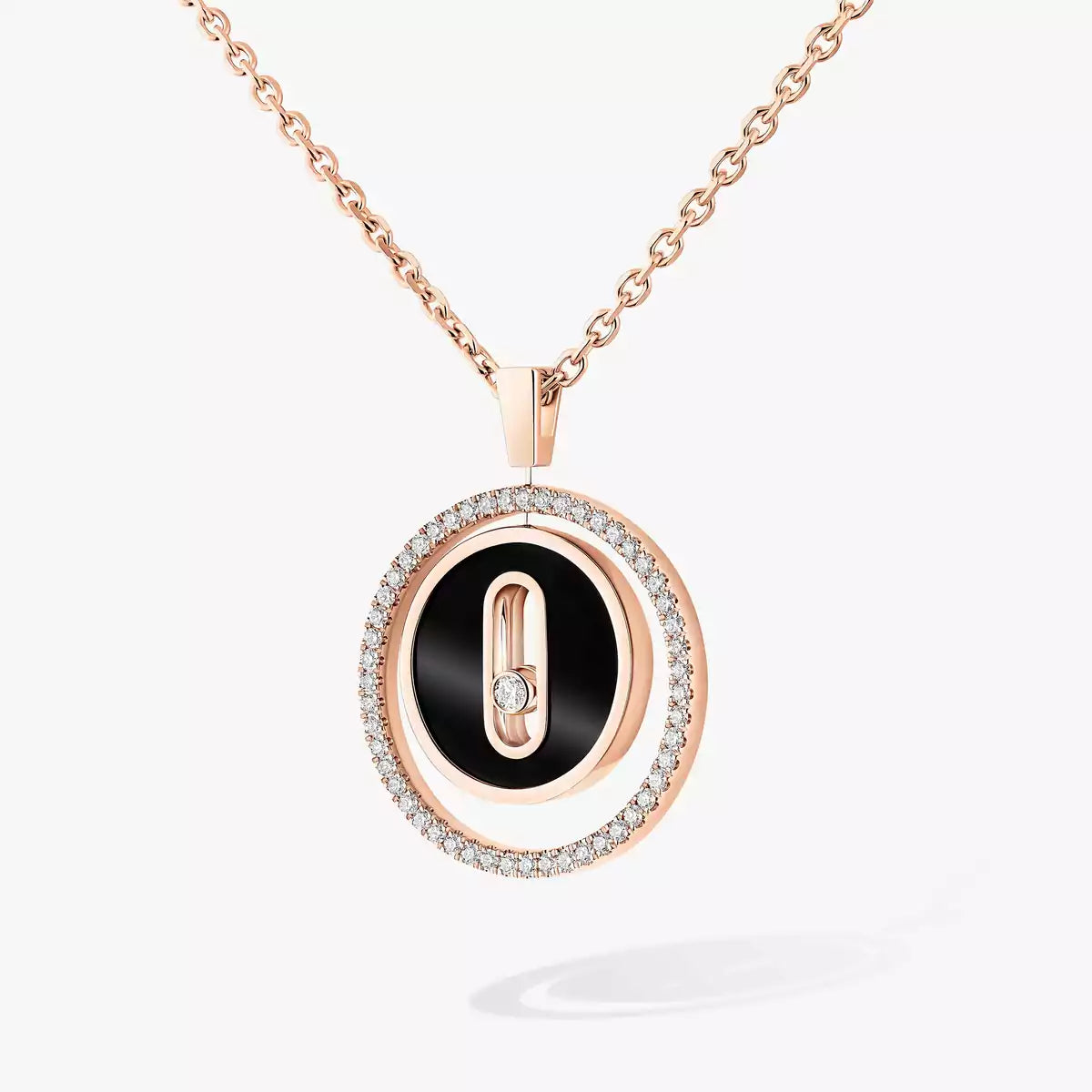 [NOBLE AURA]Lucky Move Diamond Necklace in Rose Gold and White Mother-of-Pearl