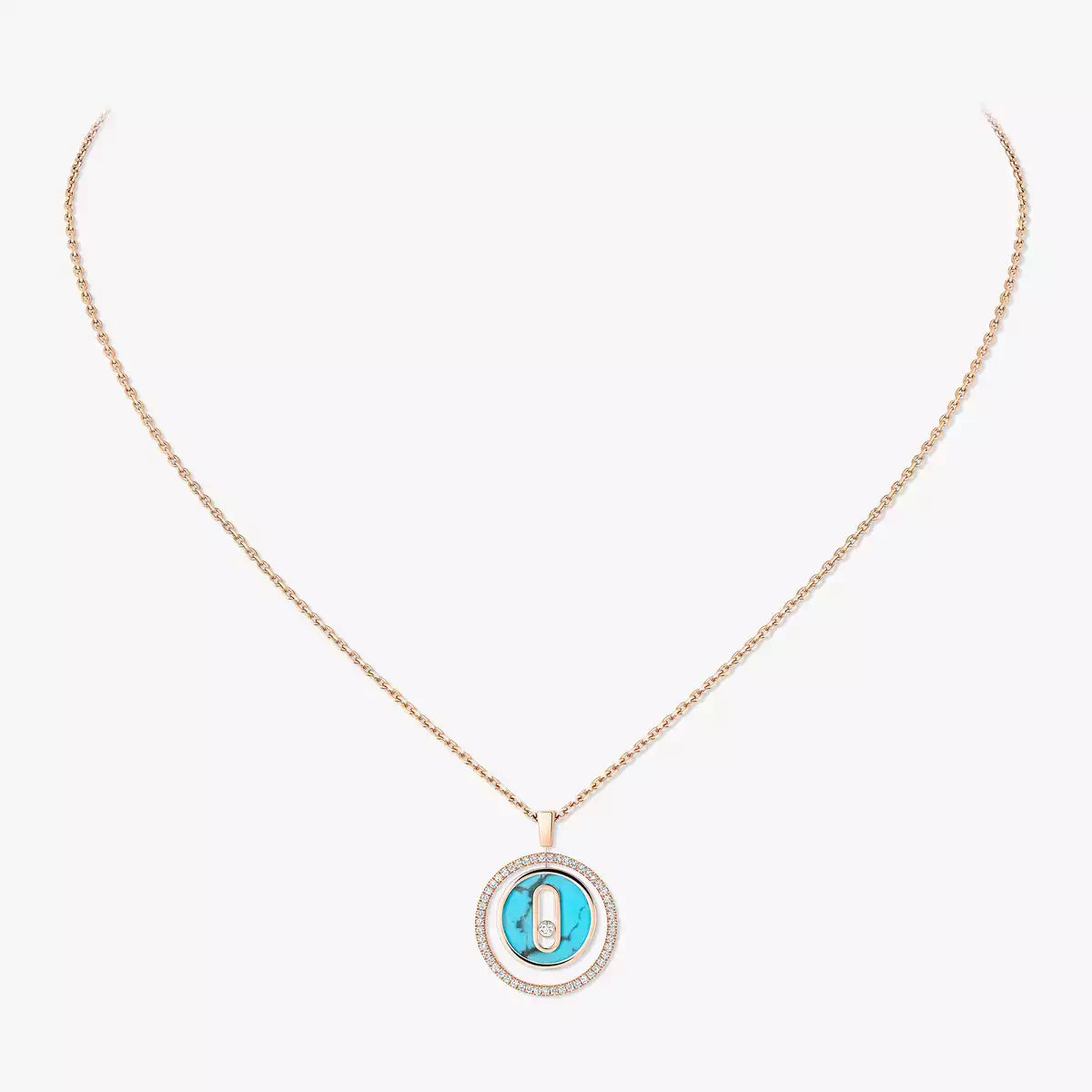 [NOBLE AURA]Lucky Move Diamond Necklace in Rose Gold and White Mother-of-Pearl