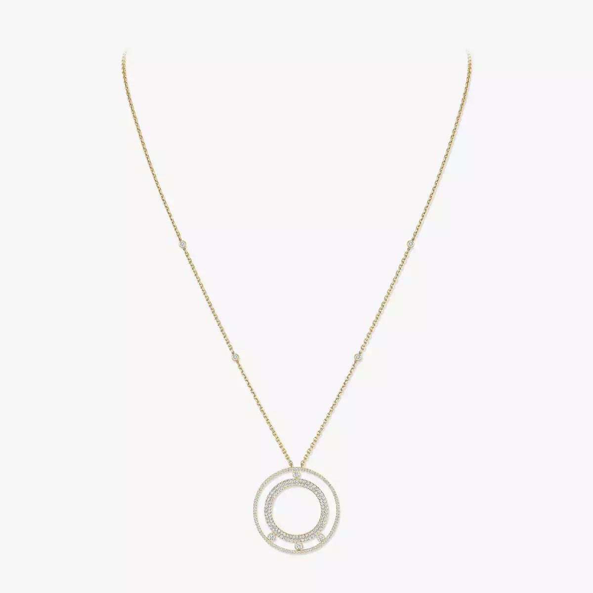 [NOBLE AURA]Move Romane Long Pave_-Set Diamond Necklace