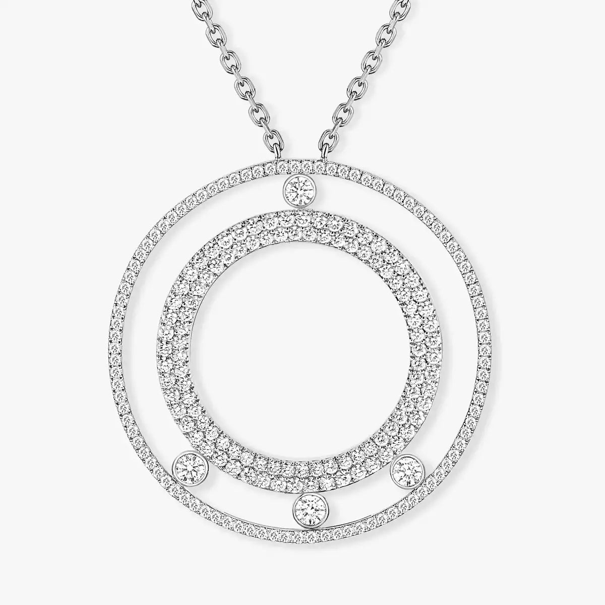 [NOBLE AURA]Move Romane Long Pave_-Set Diamond Necklace