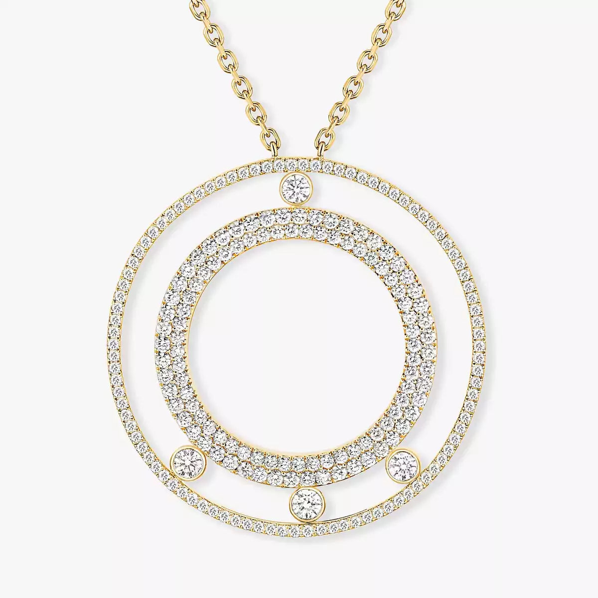 [NOBLE AURA]Move Romane Long Pave_-Set Diamond Necklace