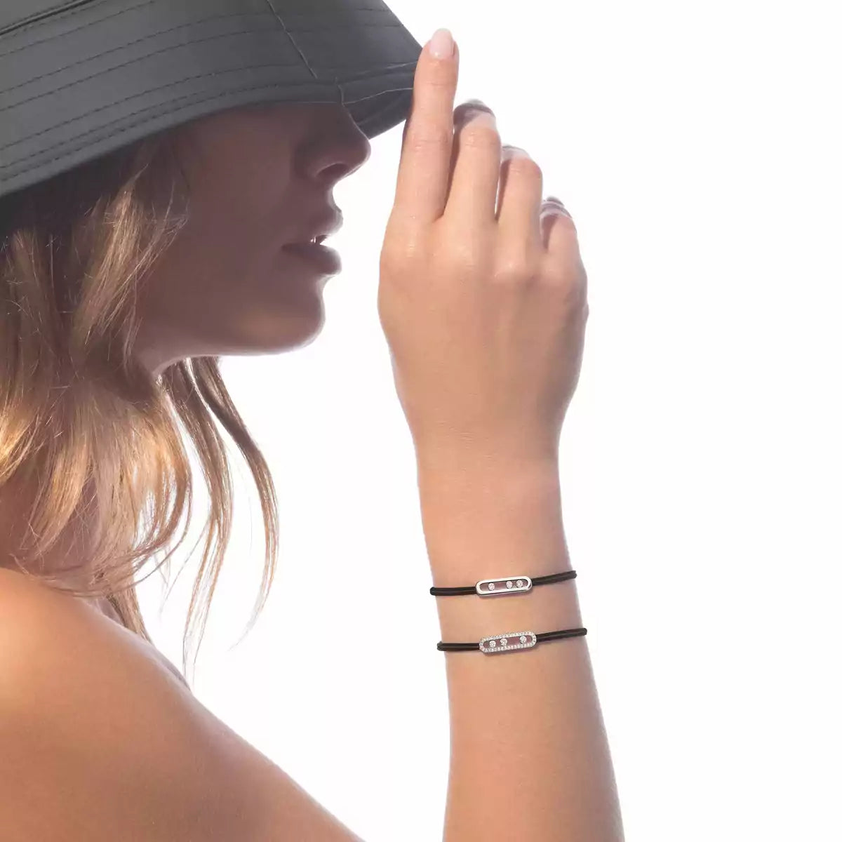 [NOBLE AURA]Messika Care(s) pink cord pavé bracelet
