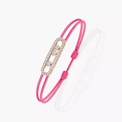 [NOBLE AURA]Messika Care(s) pink cord pavé bracelet