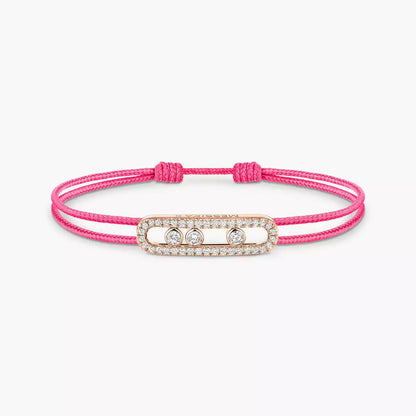 [NOBLE AURA]Messika Care(s) pink cord pavé bracelet