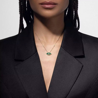 [NOBLE AURA]Lucky Eye Diamond Necklace in Rose Gold and Turquoise