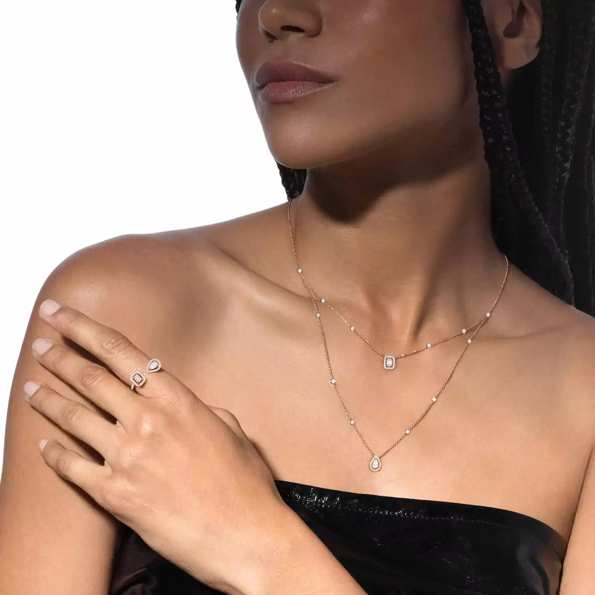 [NOBLE AURA]Diamond Necklace My Twin 2 Rows