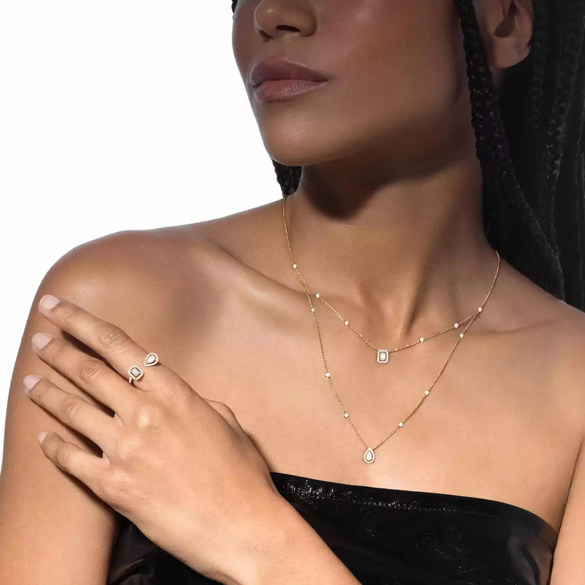 [NOBLE AURA]Diamond Necklace My Twin 2 Rows