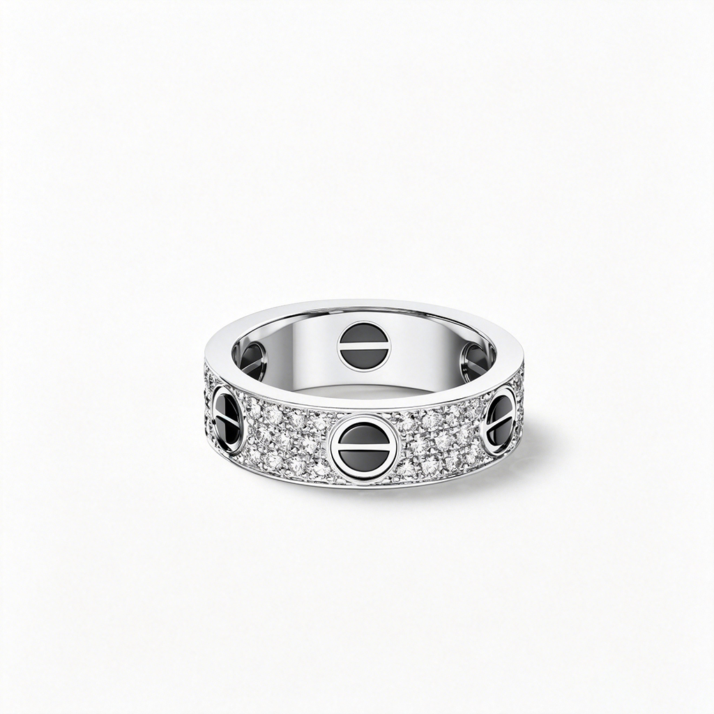 [NOBLE AURA] LOVE RING 5.5MM DIAMONDS PAVED CERAMIC